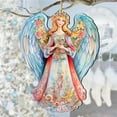 thumbnail image 1 of Designocracy 8611024 5 x 5.5 x 0.25 in. Blue Floral Angel Wooden Nativity Holiday Decor Ornaments, 1 of 1
