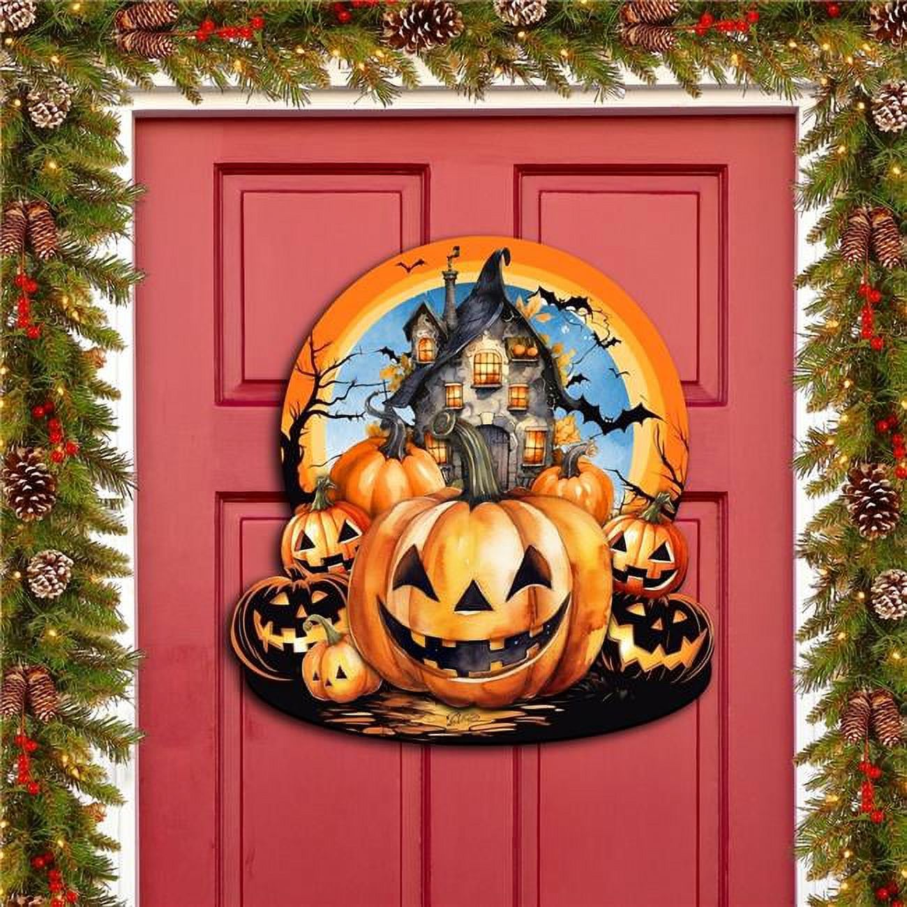 Designocracy 86110412H 24 x 18 in. Haunted House Holiday Thanksgiving