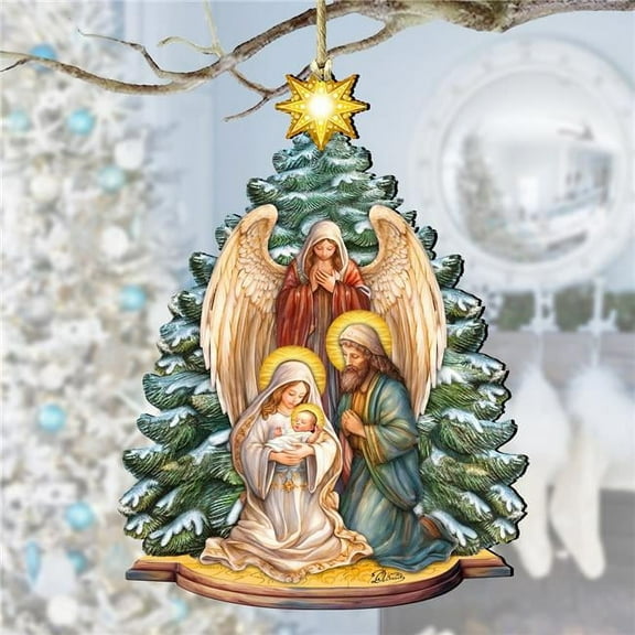 Designocracy 8611042 5 x 5.5 x 0.25 in. Holy Family Nativity Wooden Nativity Holiday Decor Ornaments