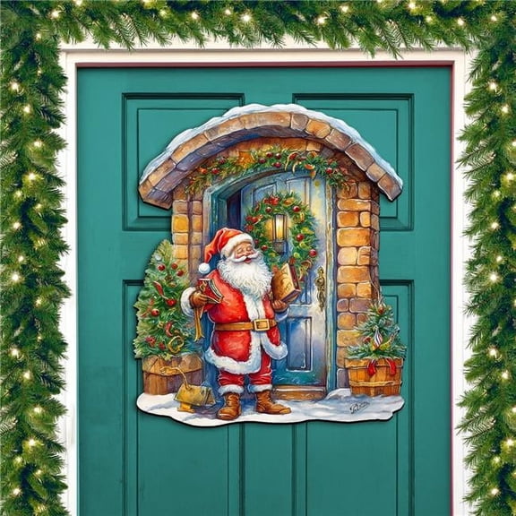 Joyful Moments at the Doorstep Holiday Door Decor by G. Debrekht - Christmas Santa Snowman Dcor - 8611046H
