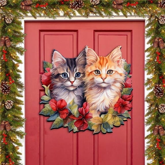 Designocracy 8611091H 24 x 18 in. Cute Kittens Holiday Pets Wall Door Decor