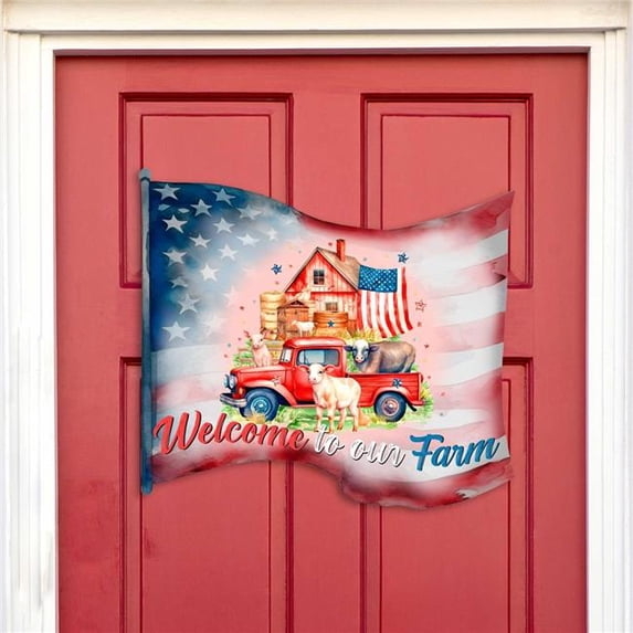 Designocracy 933107H 18 x 18 in. Holiday Wooden Welcome Sign Welcome to Our Farm Door Decor