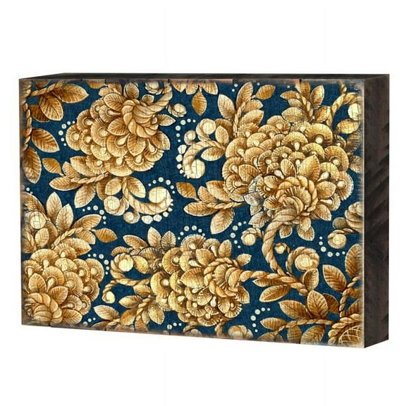 Designocracy 95014-12 Patterned Rustic Wooden Block Design Graphic Art