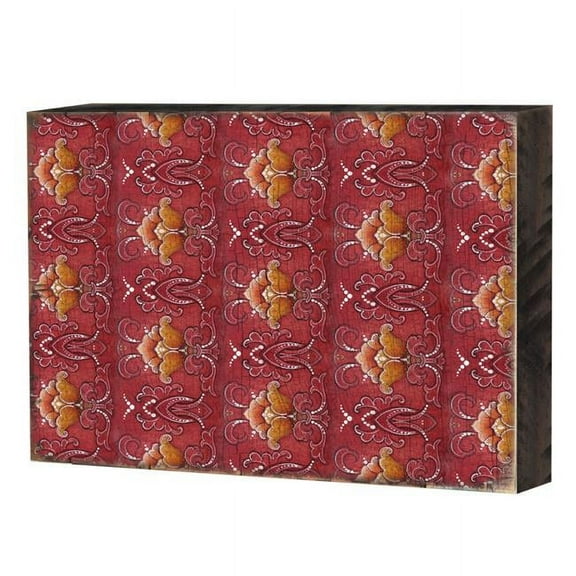 Designocracy 95015-18 Patterned Rustic Wooden Block Design Graphic Art