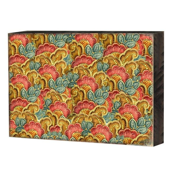 Designocracy 95019-08 6 x 8 in. Patterned Rustic Wooden Block Design Graphic Art