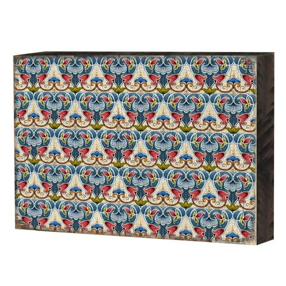 Designocracy 95020-18 Patterned Rustic Wooden Block Design Graphic Art