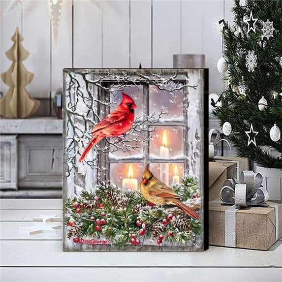 Designocracy 95667B-DG-24 24 x 18 in. Winter Cardinals Wooden Wood Picture Wall Art - Large