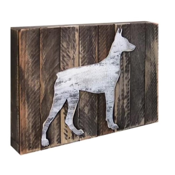 Designocracy 98122-12 Vintage Dog Silhouette Art on Board Wall Decor