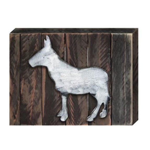 Designocracy 98139-08 Donkey Rustic Farmhouse Art on Board Wall Decor