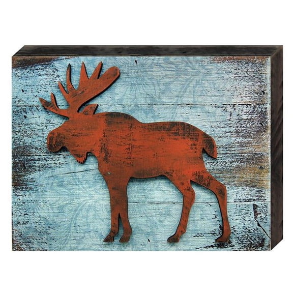Designocracy 98222-08 Vintage Moose Art on Board Wall Decor, UV Protective Coat, UV Protective Coat