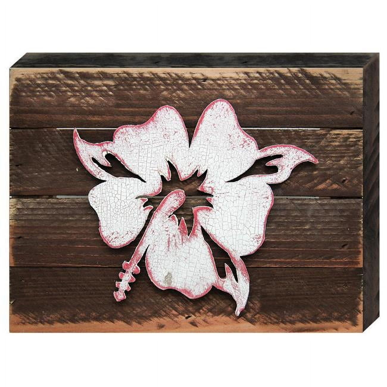Handcrafted Tropical Hibiscus Flower Wall Art on Distressed Wood