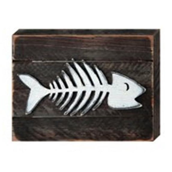 Designocracy 98528-12 Vintage Fish Skeleton Art on Board Wall Decor