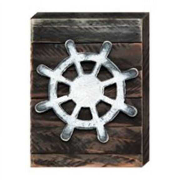 Designocracy 98536-12 Captain Wheel Art on Board Wall Decor