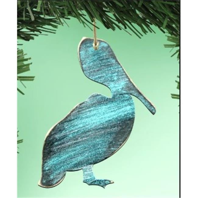 Handcrafted Blue Pelican Wooden Wall Art Decor