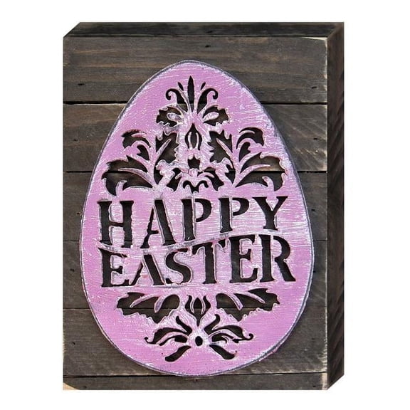 Designocracy 98714-08 Happy Easter Egg Art on Board Wall Decor