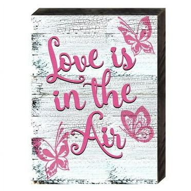 Designocracy 98732-12 Love & Relations Valentines Love is in the Air Quote Vintage Textual Art on Board Wall Decor