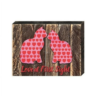 Designocracy 98734-12 Love at First Sight Cats Art on Board Wall Decor