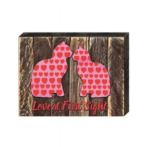 Designocracy 98734-18 Love at First Sight Cats Art on Board Wall Decor
