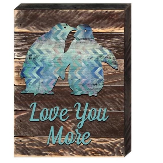 Designocracy 98743-18 Love You More Penguins Art on Board Wall Decor
