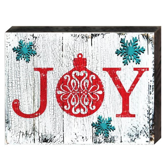 Designocracy 98806-08 Joy Vintage Christmas Art on Board Wall Decor