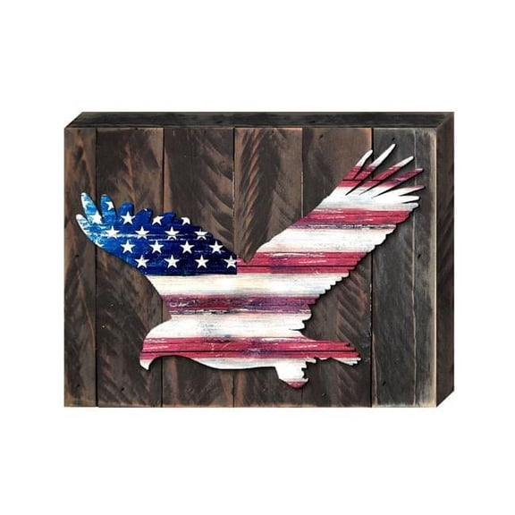 Designocracy 98912-08 Eagle Vintage American Flag Art on Board Wall Decor
