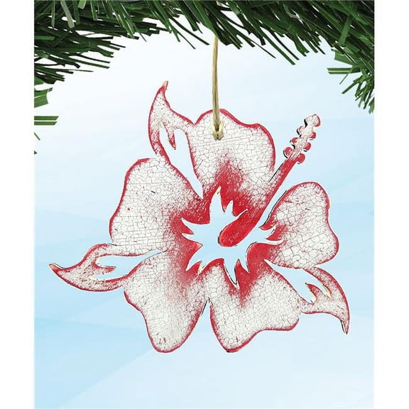 Designocracy 99421-O Hibiscus Flower Wooden Ornament