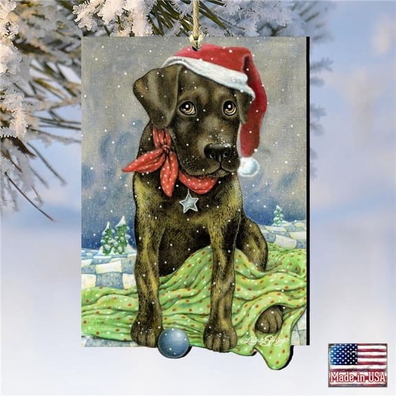 Designocracy Flurries Fetch Fun Santa Dog by Laura Seeley Pets Decor, Set of 2, Multi