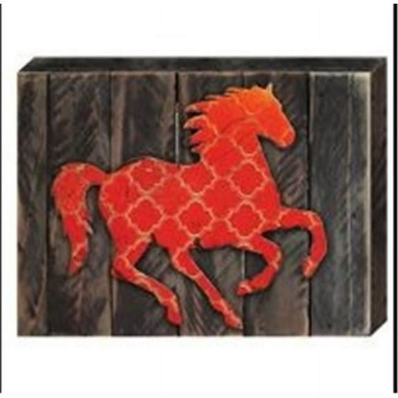 Designocracy G98157S6-18 Wild Stallions Rustic Wooden Art