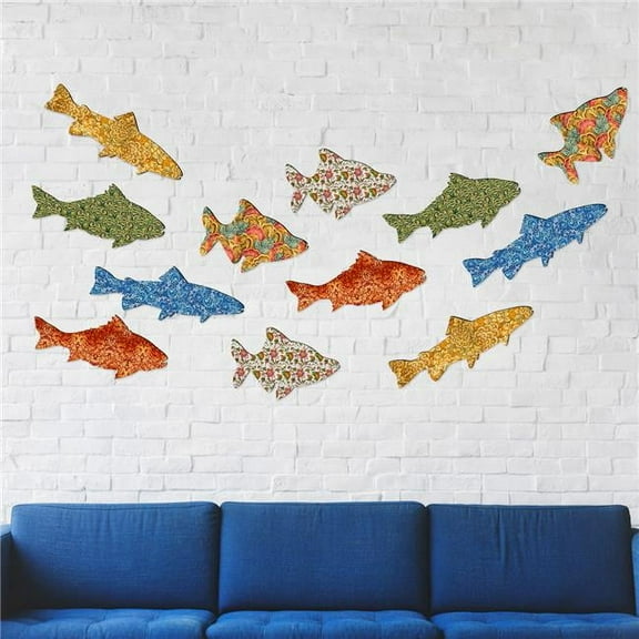 Designocracy G985342S12 Rustic Coastal Fish Wall Art Beach Home Decor No. 985342S12 - Set of 12