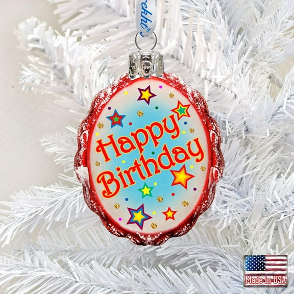 Designocracy Happy Birthday Mercury Glass Ornament by G. DeBrekht