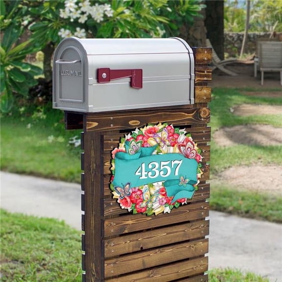 Designocracy MA81853033-24 24 x 18 in. Floral Wreath Wooden House Number Sign Decor - Large