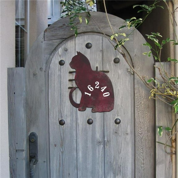 Cat Wooden Custom House Number Sign by G. DeBrekht | Pets Dog and Cats Decor - MA98111