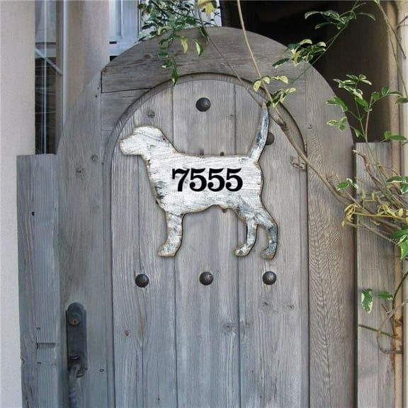 Designocracy MA98121-18 18 in. Dog Wooden Custom House Number Sign Decor