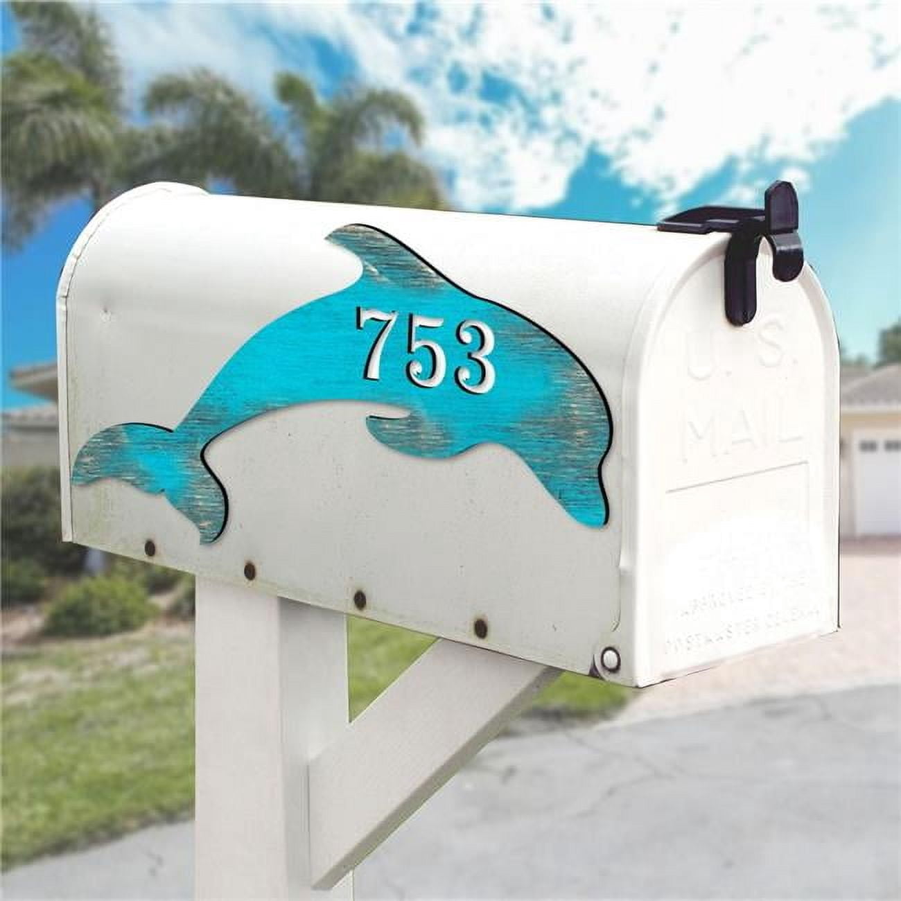 Designocracy MA985193-12 12 in. Dolphin Coastal Wooden House Number Sign Decor