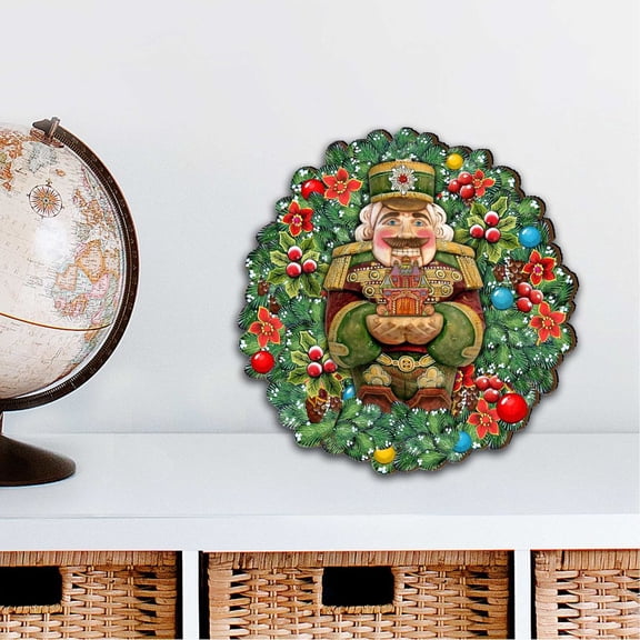 Designocracy Nutcracker's Wreath Gift Holiday Outdoor Decor Large Ornament by G. DeBrekht