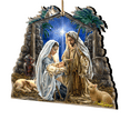 thumbnail image 1 of Designocracy Set of 2 Nativity Glory to God Wooden Christmas Ornaments 5.5", 1 of 5