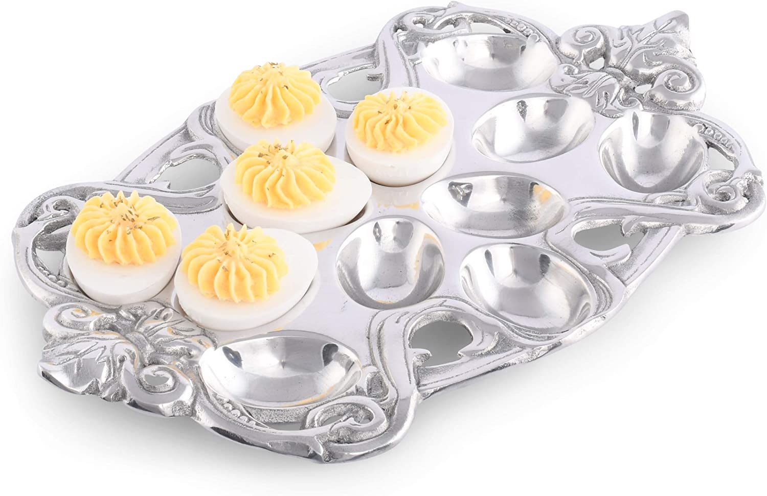 Designs Aluminum FleurDeLis Deviled Egg Holder Container 13 inch x 8