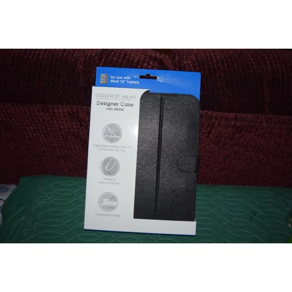 Designs By Milan Designer Case With Stand:Black;Most 10" Tablets Fit:Adjustable