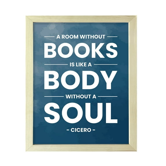 Designs ByLITA A room without books is like a body without a soul - Cicero, 11 x 14 Wooden FRAMED Print Inspirational Wall Art