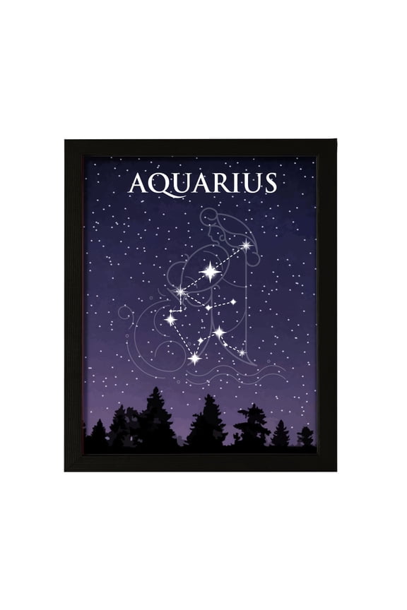 Aquarius Zodiac Sign Night Sky, 5 x 7 Wall Print Inspirational (Unframed) | Home and Office Decor | Astrology Star Sign Bedroom Decoration | Perfect Gift