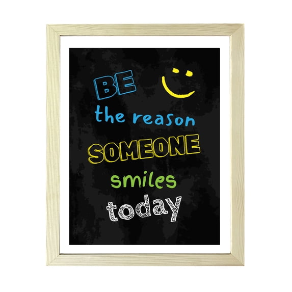 Designs ByLITA Be The Reason Someone Smiles Today, 5 x 7 Wooden Wall Print (Framed) | Motivational Home Decor