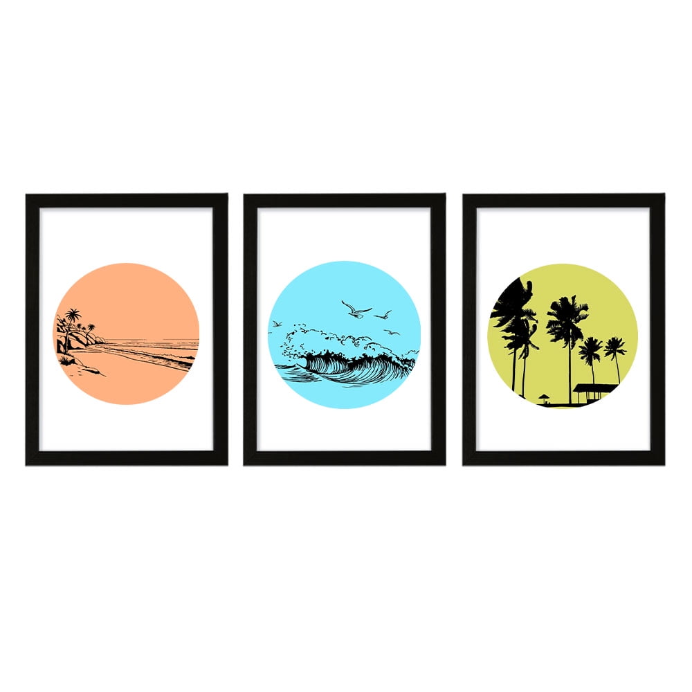 Designs ByLITA Beach Escape Trio (3 Pack), 11 x 14 Black Wall Print