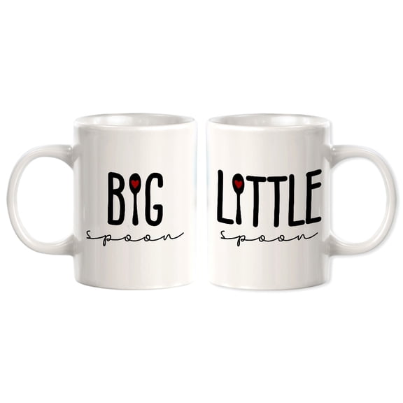 Designs ByLITA Big Spoon Little Spoon 11oz Plastic Coffee Mug (2 Pack) | Cute Matching Couple Coffee Cups