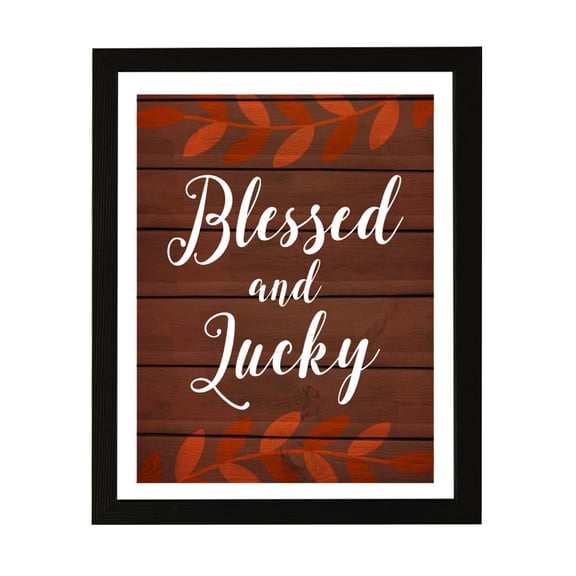Designs ByLITA Blessed And Lucky, 5 x 7 Black Framed Wall Art Print | Religious Church & Home Decor