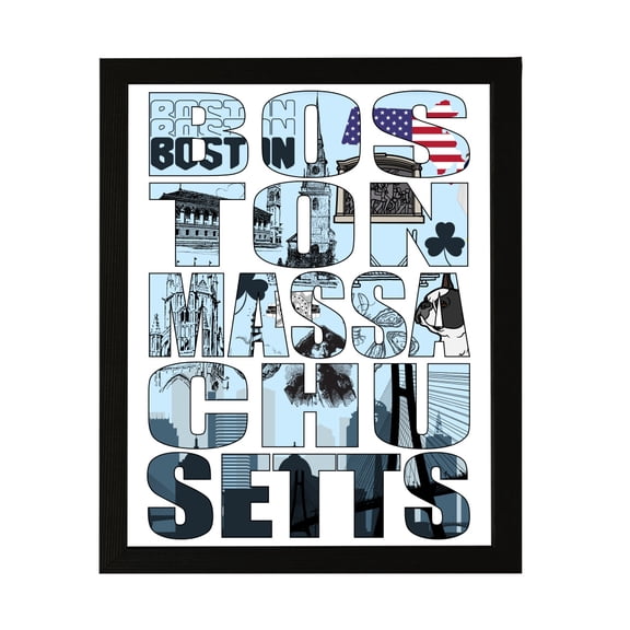 Designs ByLITA Boston, Massachusetts Inspirational, 8 x 10 Wall Print (Unframed) | American Cities Stylish Home Decoration