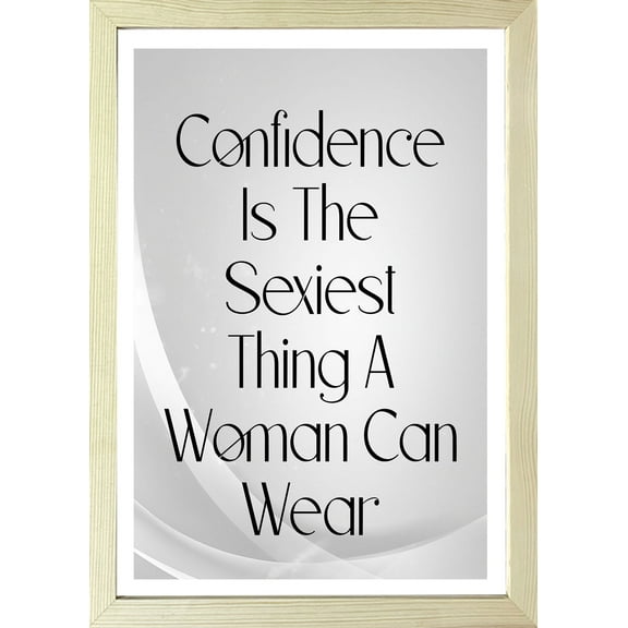 Designs ByLITA Confidence Is The Sexiest Thing A Woman Can Wear, 5 x 7 Wooden Wall Print (Framed) | Home Decor