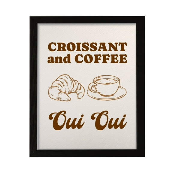 Designs ByLITA Croissant and Coffee: Oui Oui, 5 x 7 Wall Print (Unframed) | French Quotes Room Decoration