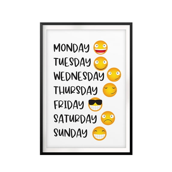Designs ByLITA Days Of The Week By Emoji 8 x 10 UNFRAMED Print Emoji Wall Art