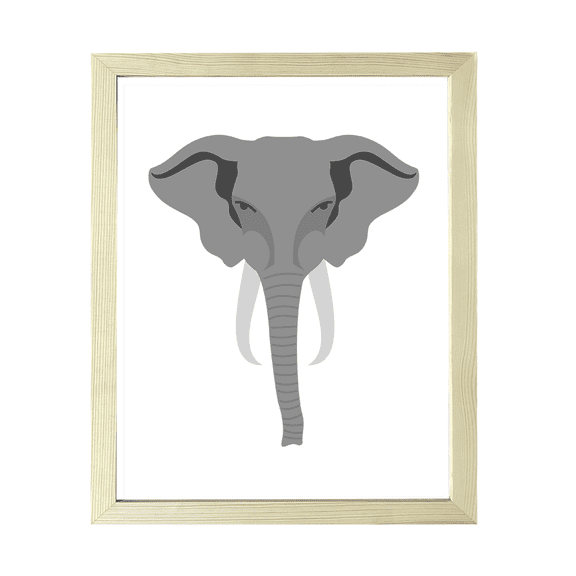 Designs ByLITA Elephant, 8 x 10 Wooden Wall Print Animals (Framed) | Family Presents | Bedroom | Stylish Kindergarten Decor