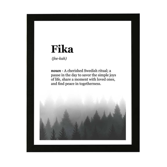 Designs ByLITA Fika Dictionary Definition Forest Design, 11 x 14 Wall Print (Unframed) | Inspirational Modern Art Decoration